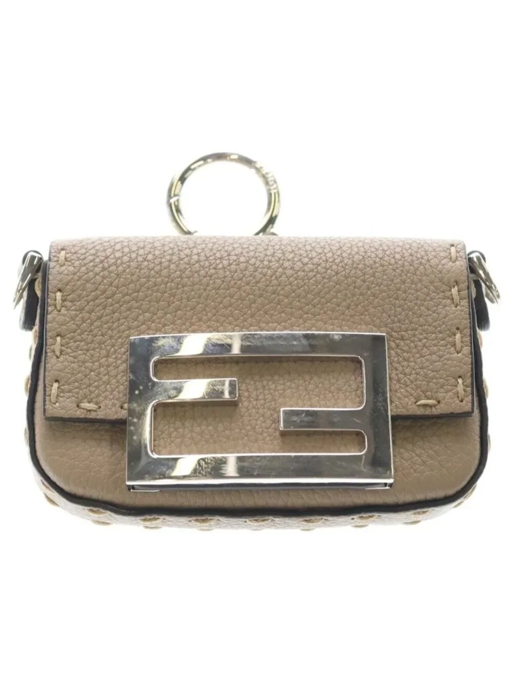 Fendi Nano Bucket Mini 2-Way Shoulder Pouch Chain Gray Ju Leather 7 Silver
